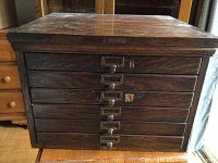 Front overall view of six-drawer wooden file cabinet