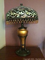 Front view of lamp showing full shade and base