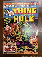 Front cover photo showing the vibrant fight scene between The Thing and The Hulk on the cover. Shows issue number, price, and title clearly.