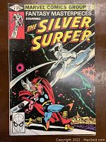 Front cover of Silver Surfer #4 Fantasy Masterpieces comic book showing Silver Surfer and Thor with cosmic background.