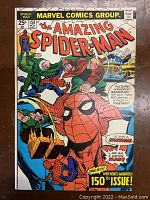 Front cover showing Spider-Man fighting Vulture, Kingpin, and Sandman, with issue number 150 and 25¢ price visible.