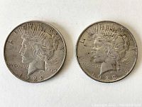 Obverse view showing Lady Liberty profile on 1922 and 1923 Peace Dollars