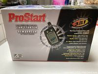 Box of ProStart remote control car starter showing branding, features, and 3-in-1 function details.