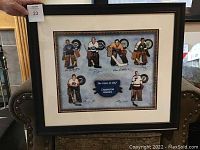 Full frontal view of framed collage showing six goalies and central title banner