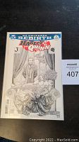 Black and white sketch style cover of DC Universe Rebirth Harley Quinn #11 comic book, bagged and boarded.