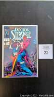 Full view of Marvel Comics Doctor Strange Sorcerer Supreme #1 comic book in protective bag and board.