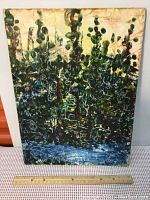 Full image of original Laurie Marshall ELBO oil painting on board showing the entire artwork and ruler for scale.