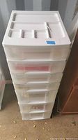 Image showing white 7-drawer plastic storage tower from front