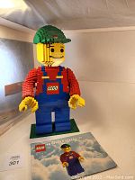 Front view of assembled figure on baseplate with manual