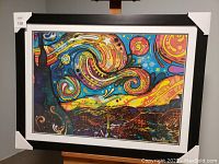 Full image of the professionally framed and matted colorful print titled 'Starry Night' by Dean Russo.