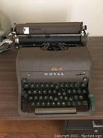 Front view showing the keyboard, Royal branding, and overall condition of the typewriter.