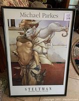 Framed print showing full artwork and framing with artist and gallery text