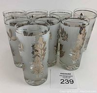 Set of 8 Libbey Starlyte highball glasses showing all glasses arranged in a group to show quantity and design.