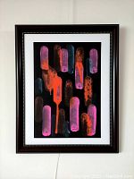 Full framed painting hanging on wall, showing overall presentation.