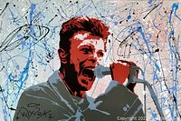 Frontal view of full canvas showing portrait and splatter background
