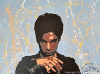 Close-up of central portrait showing Prince’s face and hand detail