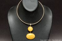 Front view of the silver choker necklace with yellow quartz stone pendant, showing the full length and design of the pendant.