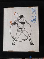 Top view of closed white cardboard box featuring black outline illustration of a baseball batter against ball background and marked $2.00 on top right corner.