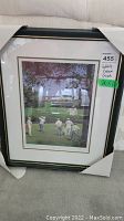 Full view of framed Golfer's Dream print with label indicating size 20x16 inches and lot number 455.