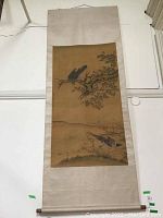 Full view of hanging scroll with silk borders