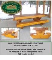 Main photo showing full front view of picnic table on covered porch
