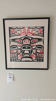 Frontal view of framed lithograph print showing overall design, frame and matting