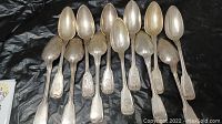 Twelve spoons displayed side by side on a dark background