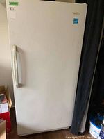 Front view of closed freezer showing overall condition and design