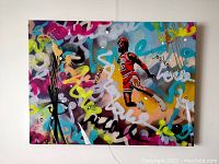 Full front view of the canvas painting mounted on a white wall