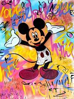 Close-up front view showing central Mickey Mouse figure and surrounding graffiti details