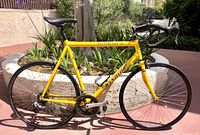 Full left-side view of yellow Windsor Wellington road bike outdoors.