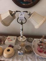 Front view of lamp and tabletop items