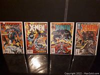 Front view of all 4 issues of The Amazing X-Men comics #1-4 laid out in a row showing covers.