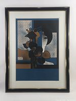 Full view of framed lithograph against white background