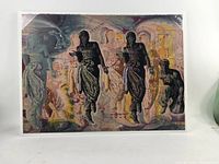 Front view of the Lithograph titled "COSMIC DANCE" showing multiple layered abstract human dancing figures with rich textures and colors.