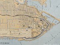 Close-up detail of the city layout and streets on the Ottawa map showing the river and park areas