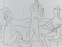 Full view of lithograph showing four nude figures