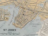 Close-up view of the St. John's map showing detailed streets and harbor area.