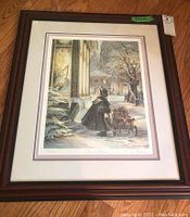 Full view of framed print showing entire artwork, frame, and labels.