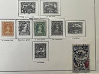 Photo showing multiple New Brunswick stamps from 1860s with various colors and denominations including 1c, 2c, 5c, 10c, 12½c and 17c