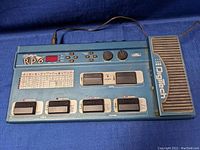 Top view of Digitech RP6 pedal showing controls, footswitches, and expression pedal.