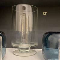 Large clear glass vase 12 inches tall with pedestal base
