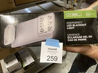 Front view of the box showing product name and branding for LED Emergency LED Blackout Light