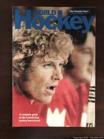 Cover photo of the World Hockey newspaper supplement from The Toronto Star featuring a hockey player, themed on the Canada Cup hockey tournament in 1976.