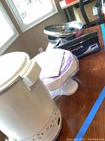 Toastmaster electric carving knife base unit and box visible together with cake stand base