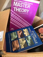 Photo showing Master Theory Book 3 and The Hippo Piano Technique books in a box.