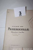 Close-up photo of map plate 190 showing title 'Part of Phoenixville Chester Co. Pa.' with scale and reference notes.