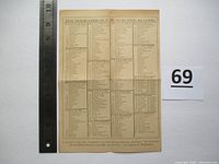 Overview of the folded map approx. 10 inches tall with ruler and lot number; shows map folded with no tears.