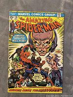 Front cover of The Amazing Spider-Man #138 vintage comic book showing Spider-Man in a fight and large-headed character with text.