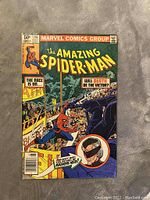 Front cover of The Amazing Spider-Man #216 showing Spider-Man, a race event, and Madame Web